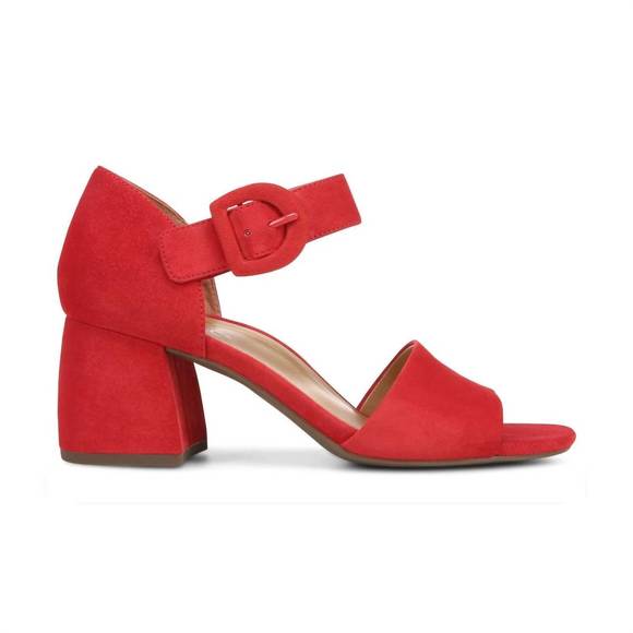 NEW VIONIC women's chardonnay hook and loop pump sandal in red suede leather - Picture 2 of 8